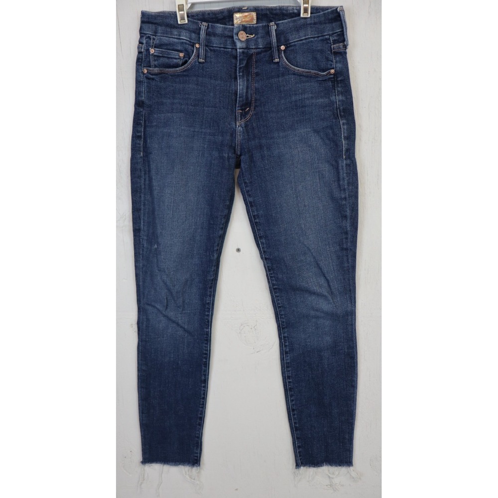 Mother Jeans Womens 27 Mid Rise The Looker Wash Skinny Ankle Fray Girl Crush